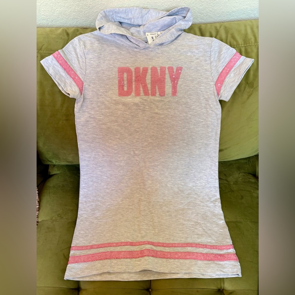 DKNY Kids Gray and Pink T-Shirt Dress